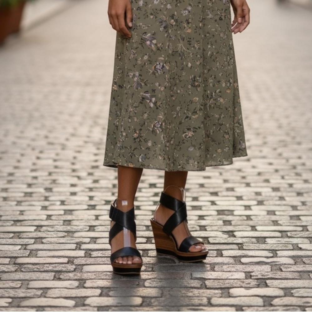 Calvin Klein Black and Tan Sandals - Picture 2 of 11